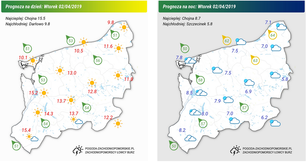 Prognoza pogody na wtorek 02.04.2019 oraz na noc z wtorku na środę