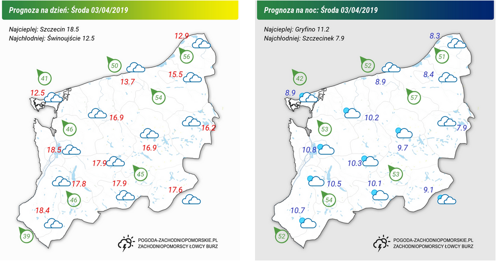 Prognoza pogody na środę 03.04.2019 oraz na noc ze środy na czwartek