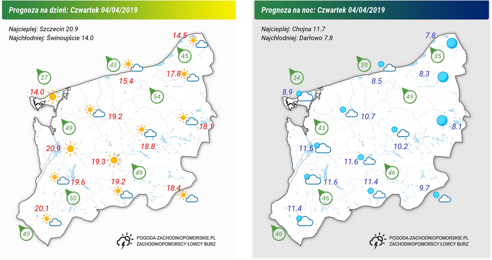 Prognoza pogody na czwartek 04.04.2019 oraz na noc z czwartku na piątek