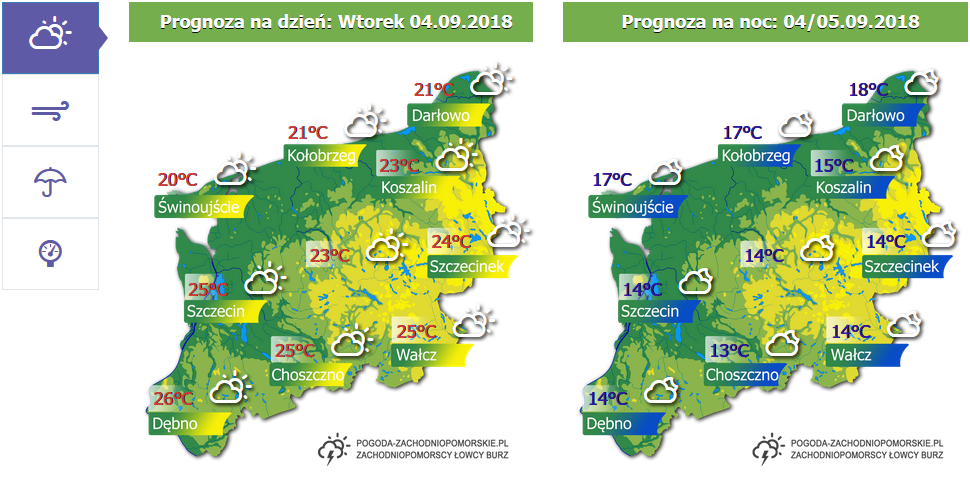 Prognoza pogody na wtorek 04.09.2018