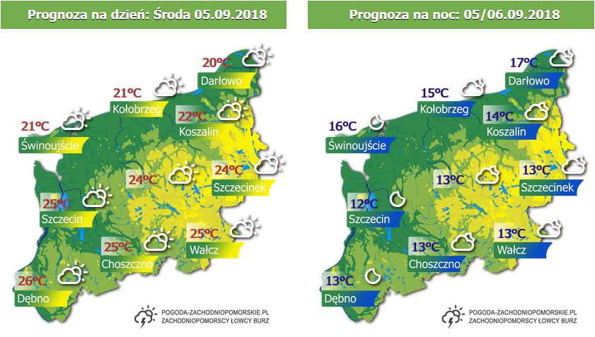 Prognoza pogody na środę 05.09.2018