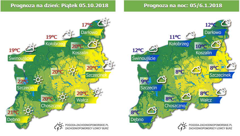 Prognoza pogody na piątek 05.10.2018 oraz na noc z piątku na sobotę