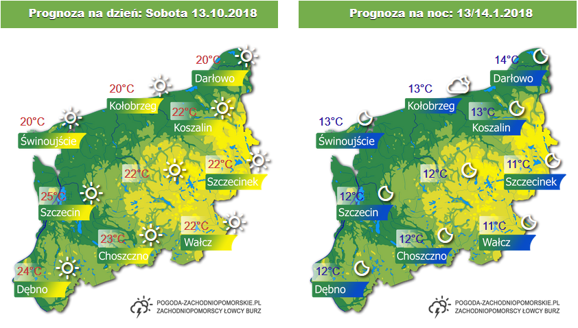 Prognoza pogody na sobotę oraz na niedzielę 13-14.10.2018 Przed nami ostatni tak ciepły i słoneczny weekend w tym roku