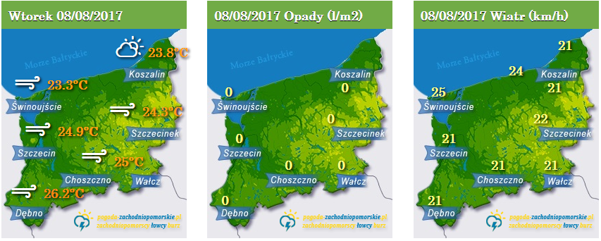 Prognoza pogody na 08.08.2017