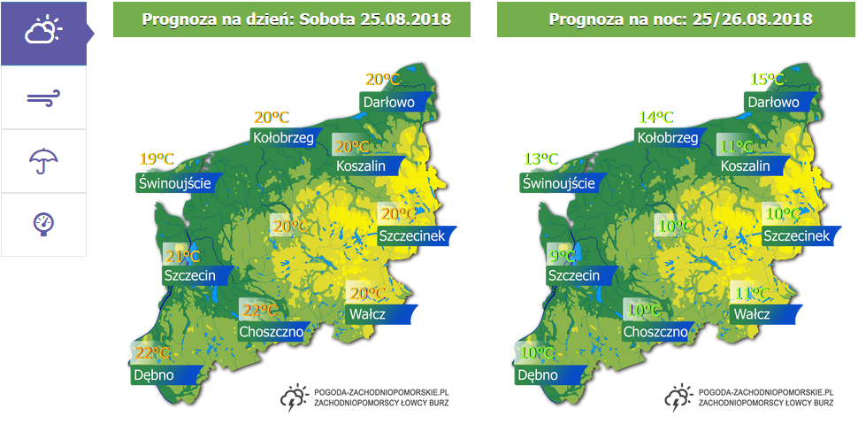 Prognoza na sobotę 25.08.2018