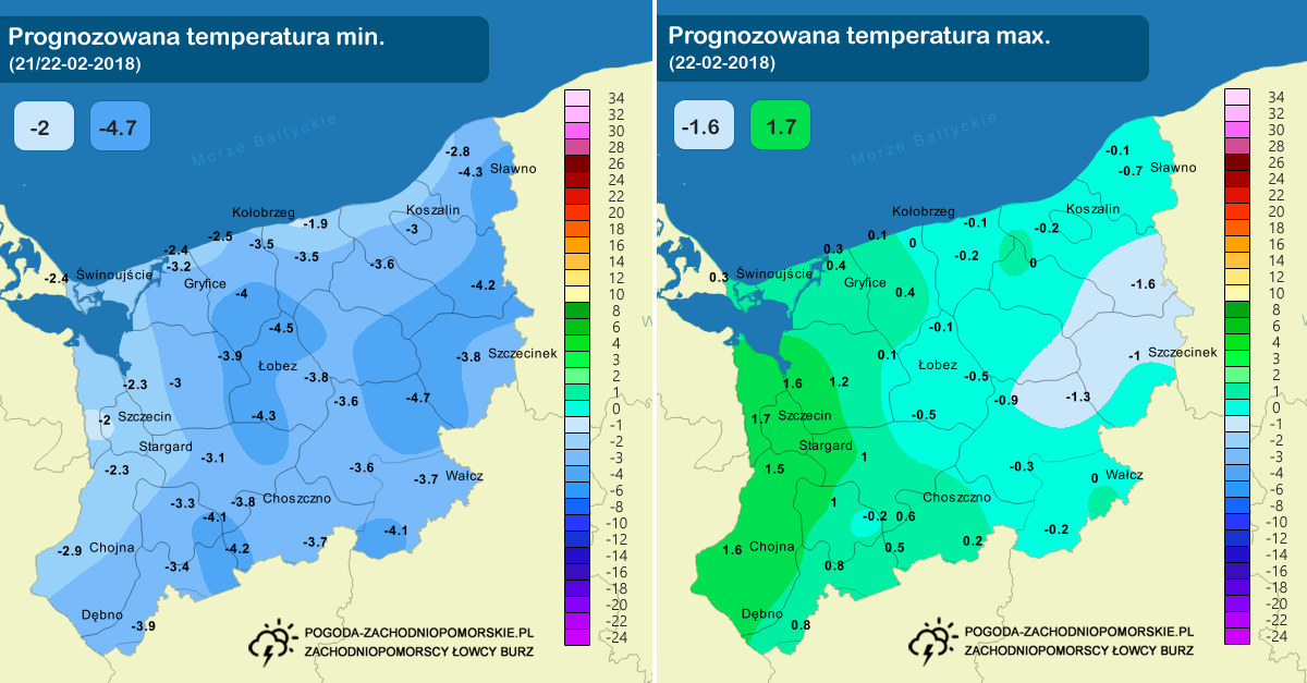 Prognoza pogody na czwartek (22.02.2018)