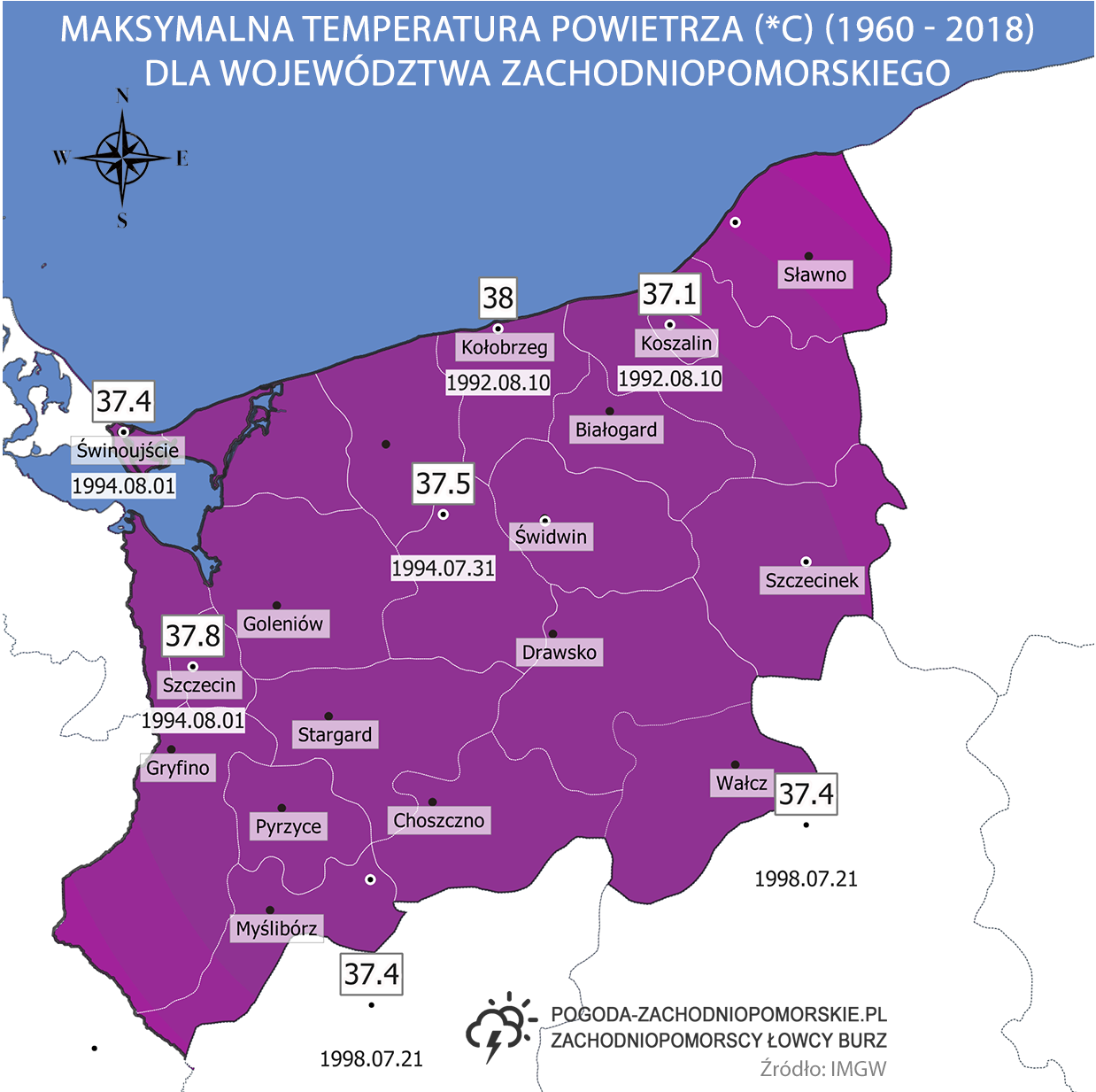 OFICJALNE MAKSYMALNE TEMPERATURY POWIETRZA