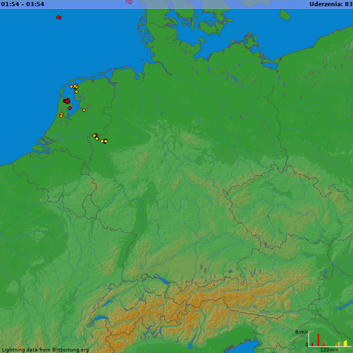 Mapa wyładowań Niemcy 2024-11-21 13:06:29